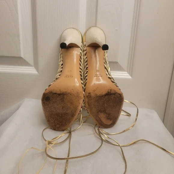 Gucci wrap ankle heel women shoe size 8